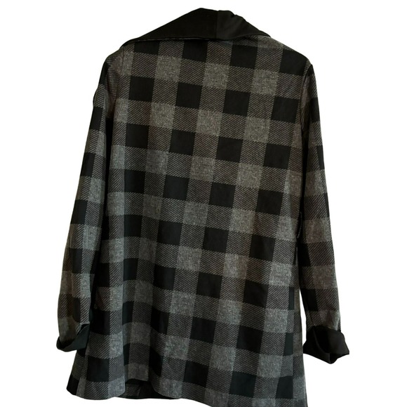 Shinestar Women's Coat Size Medium Polyester Stretch Black Plaid Peacoat - Picture 4 of 4